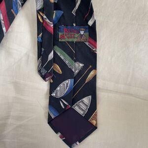 Vintage Beans Mc Gee Men's Tie Nautical Rowboats Boats 100% Cotton Made In USA